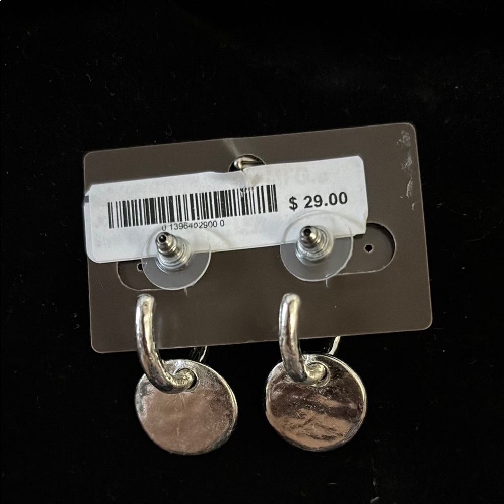 Chico's Silver hoop Hammered disc Two in One Earrings - Picture 3 of 3